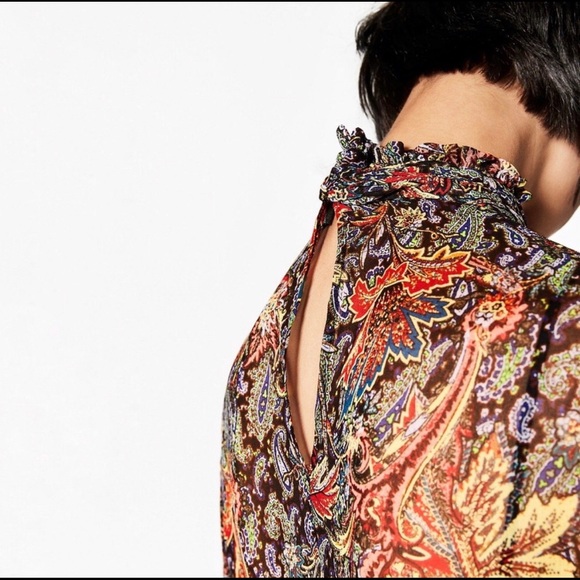 Zara Boho Floral Paisley Midi Dress with Bell Sleeves - Picture 5 of 12